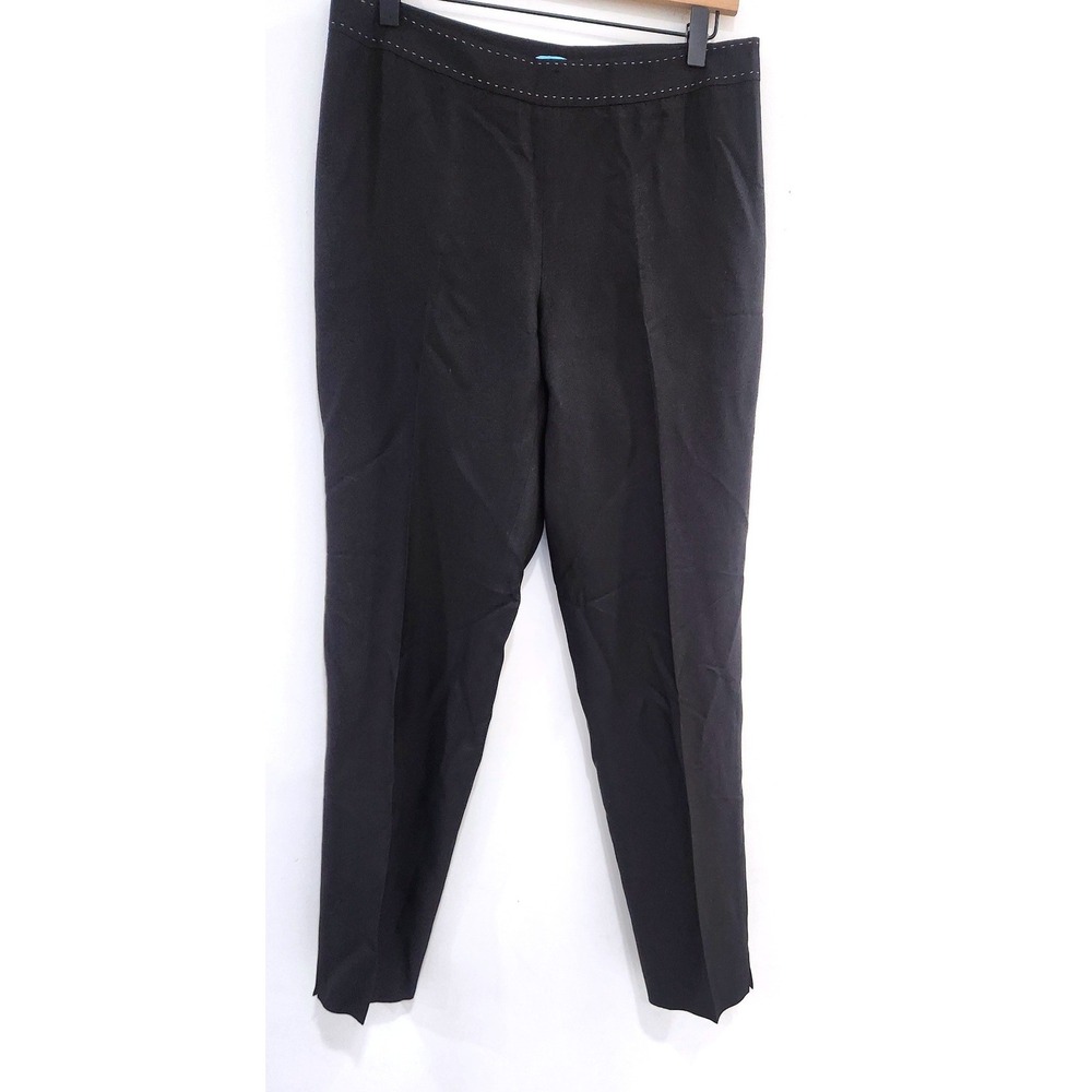 J.McLaughlin Black 100% Silk Straight Leg Dress Pants‎ Pick Stitch Size 8
